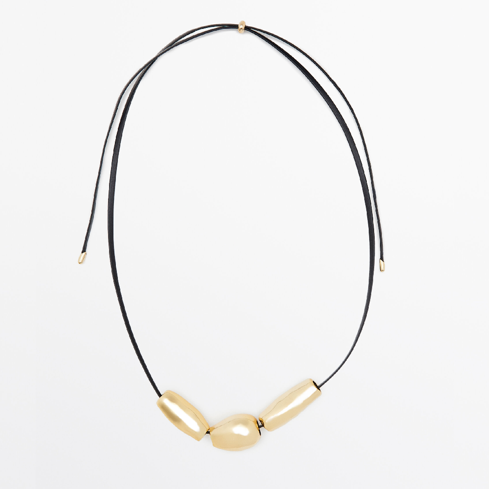 Колье Massimo Dutti Cord With Piece Details, золотистый оригинальный браслет горгона из кожаного шнура 20 см