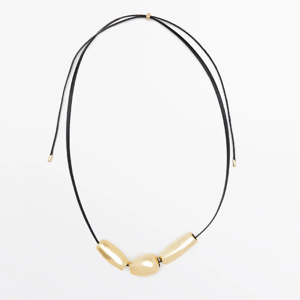 

Колье Massimo Dutti Cord With Piece Details, золотистый