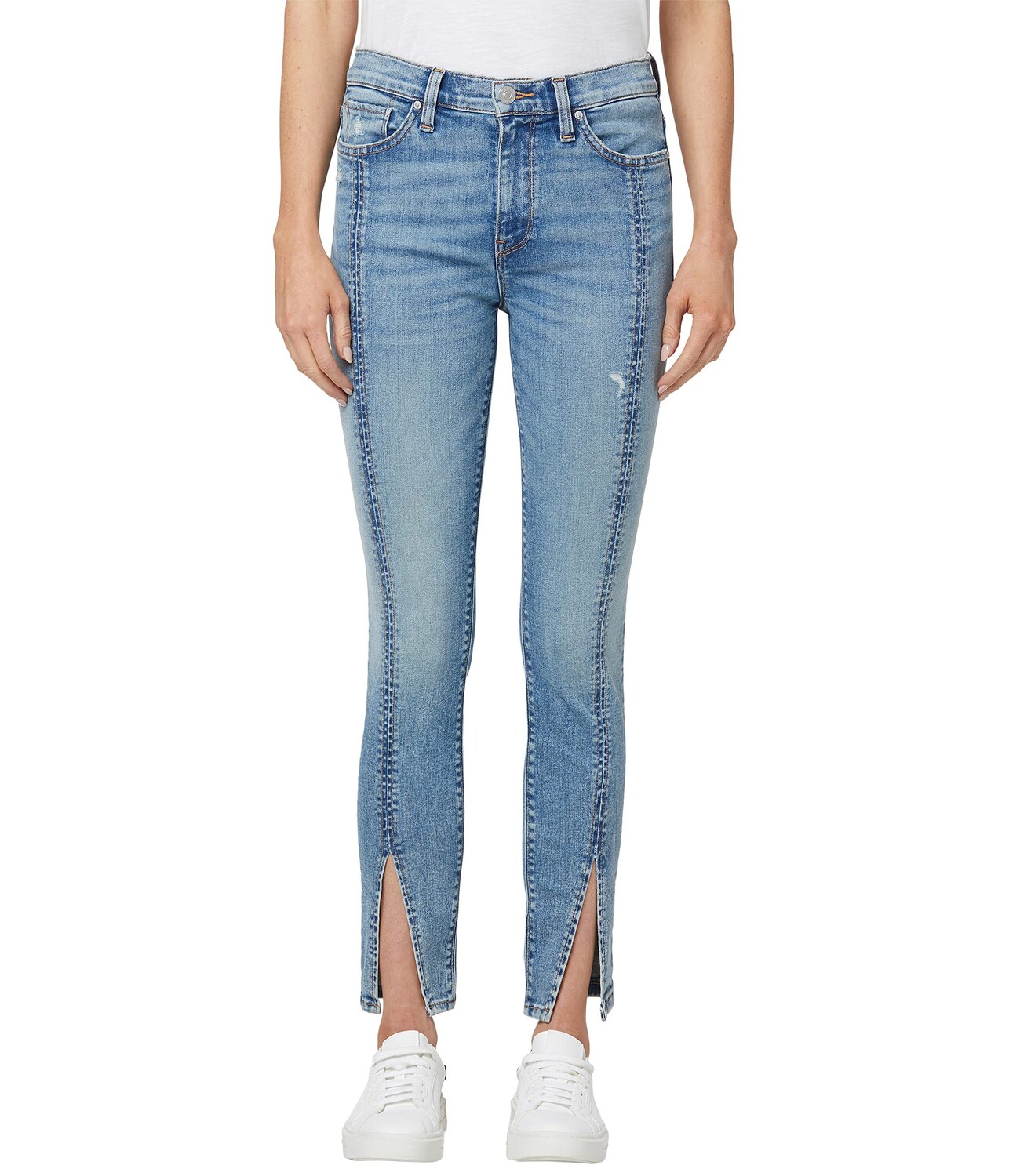 

Джинсы Hudson Jeans, Barbara High-Waist Skinny Crop w/ Spliced Hem in The Key