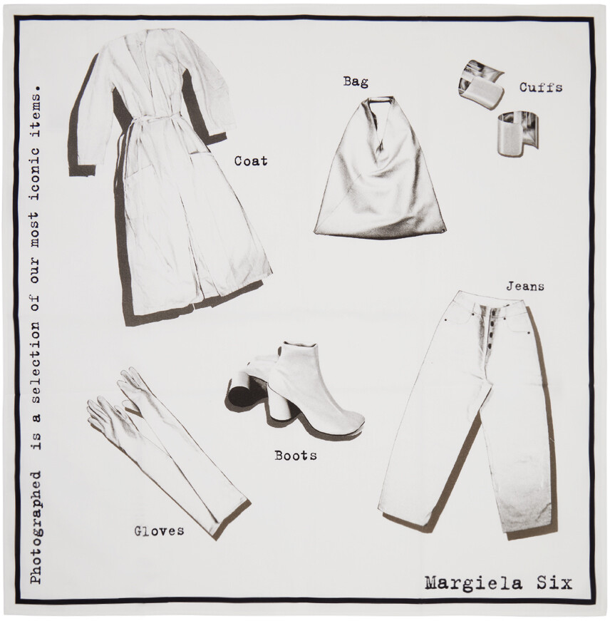 

Белый платок с принтом MM6 Maison Margiela