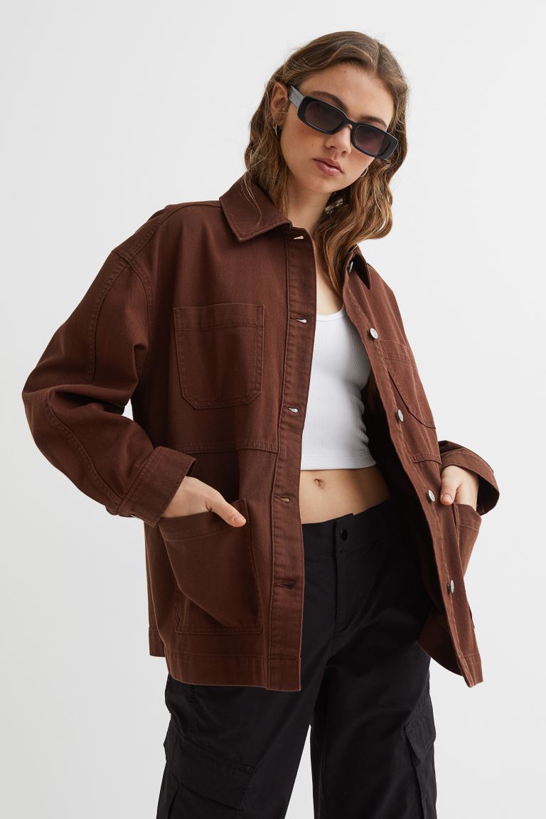 Жакет-рубашка из твила H&M, коричневый жакет h