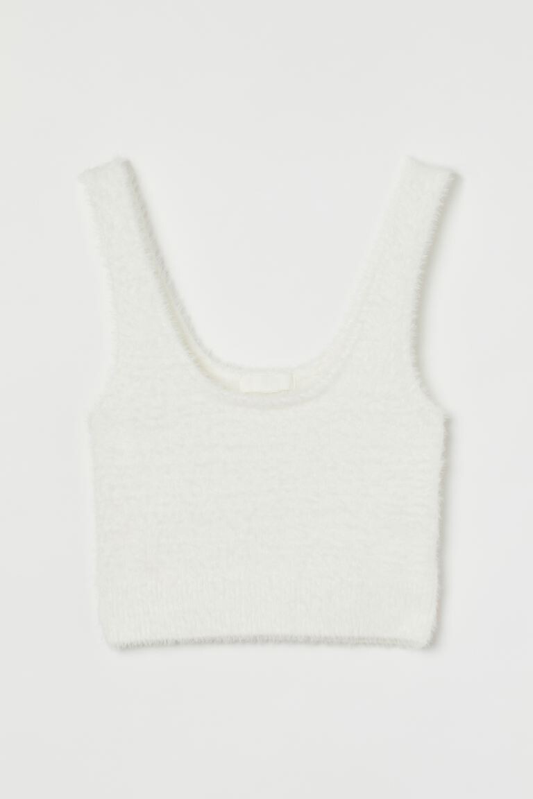 

Короткий пушистый топ H&M, белый