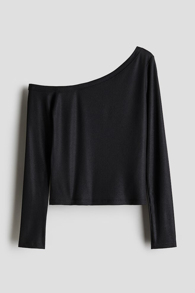 

Рубашка на одно плечо в рубчик H&M, черный