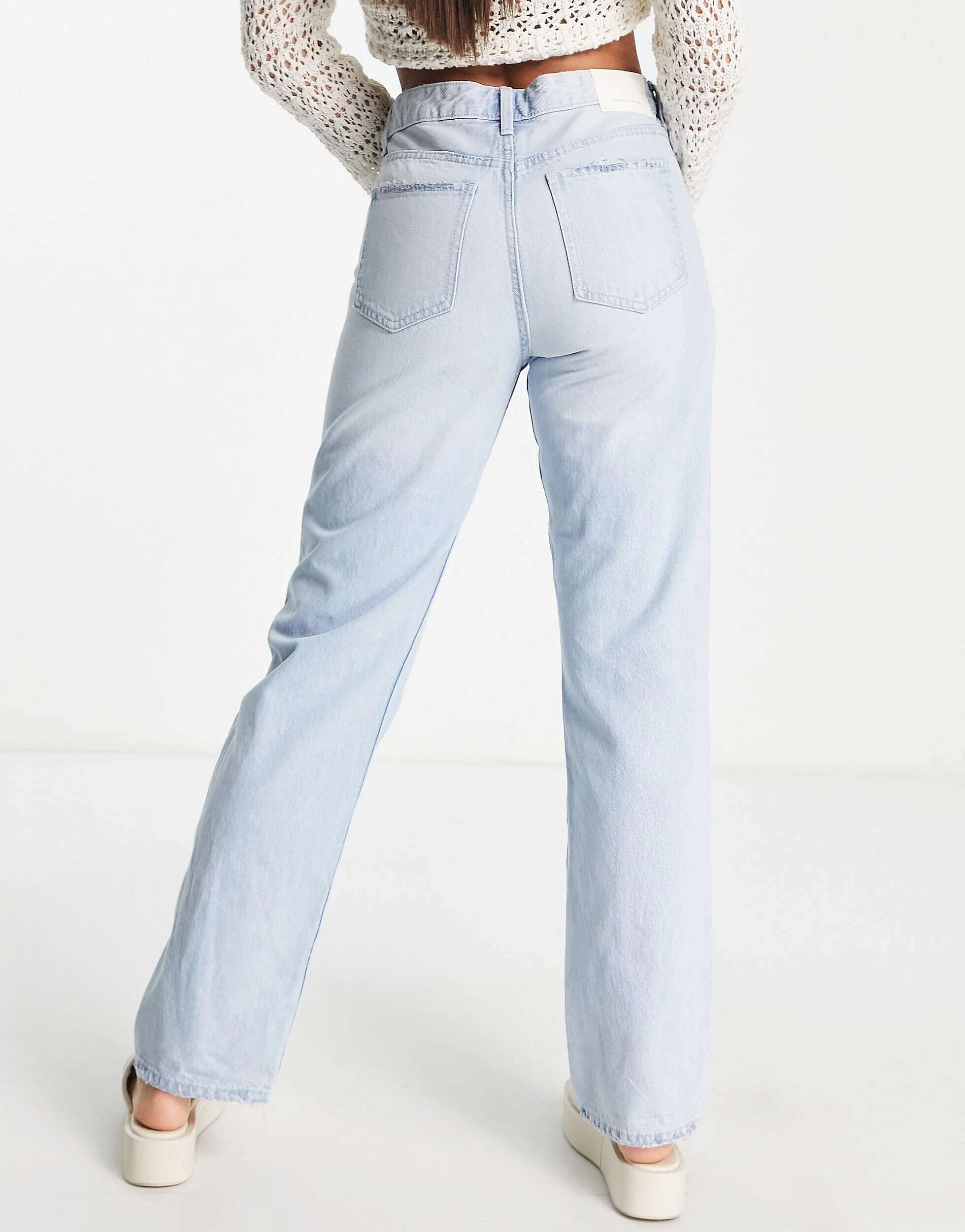 Отбеленные джинсы с завышенной талией Bershka Tall