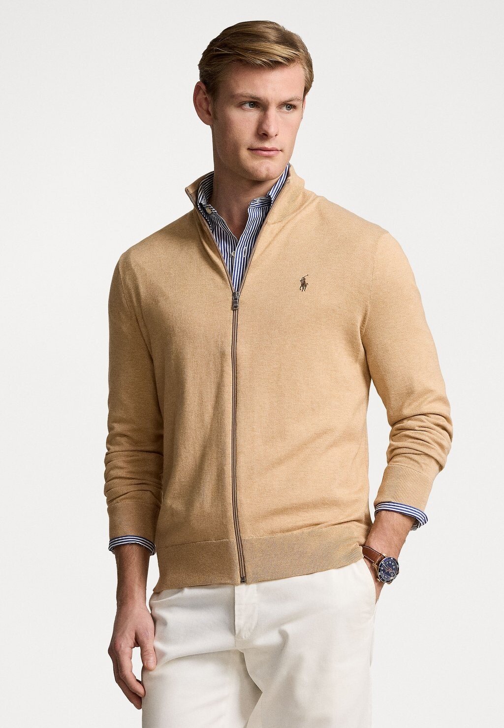 

Кардиган LONG SLEEVE FULL ZIP Polo Ralph Lauren, цвет camel melange/brown heather