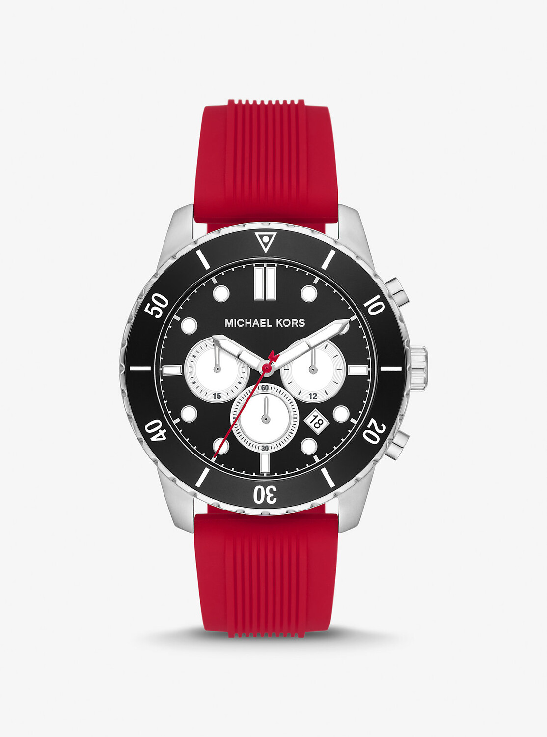 

Крупногабаритные часы Cunningham в серебристом и силиконовом исполнении Michael Kors, красный