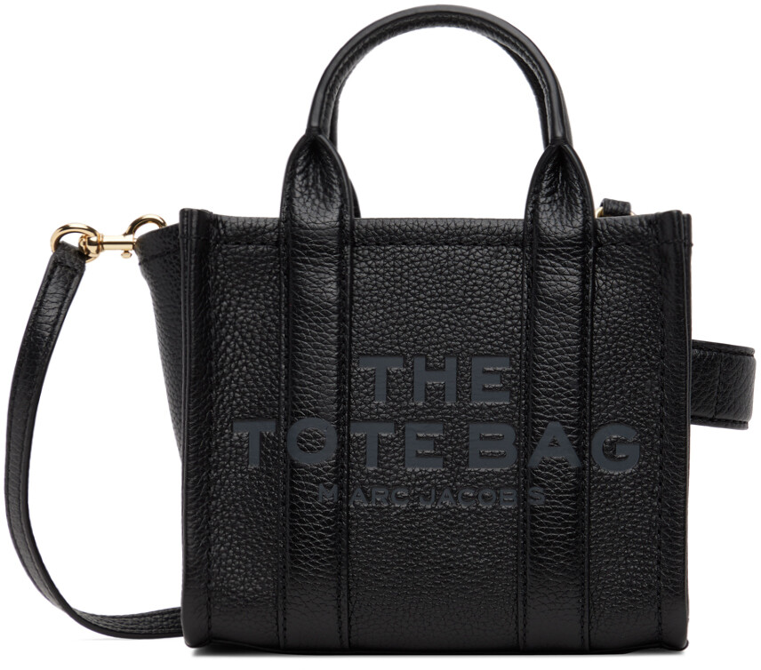 

Черная кожаная маленькая сумка-тоут Marc Jacobs