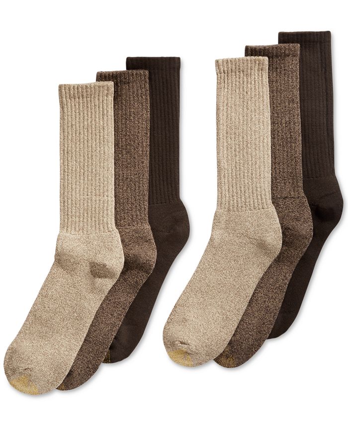 Набор из 6 повседневных мужских носков Харрингтон Gold Toe, цвет Khaki Asst.