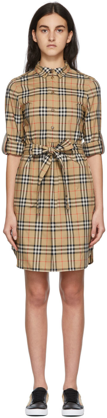 

Бежевое хлопковое платье Giovanna Burberry