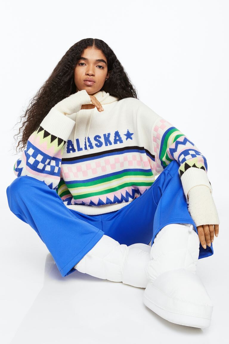 

Жаккардовый свитер оверсайз H&M, крем/узор