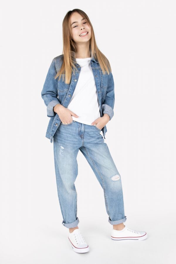 

Джинсы Coccodrillo синий MOM FIT в РЕГУЛЯРНОМ крое