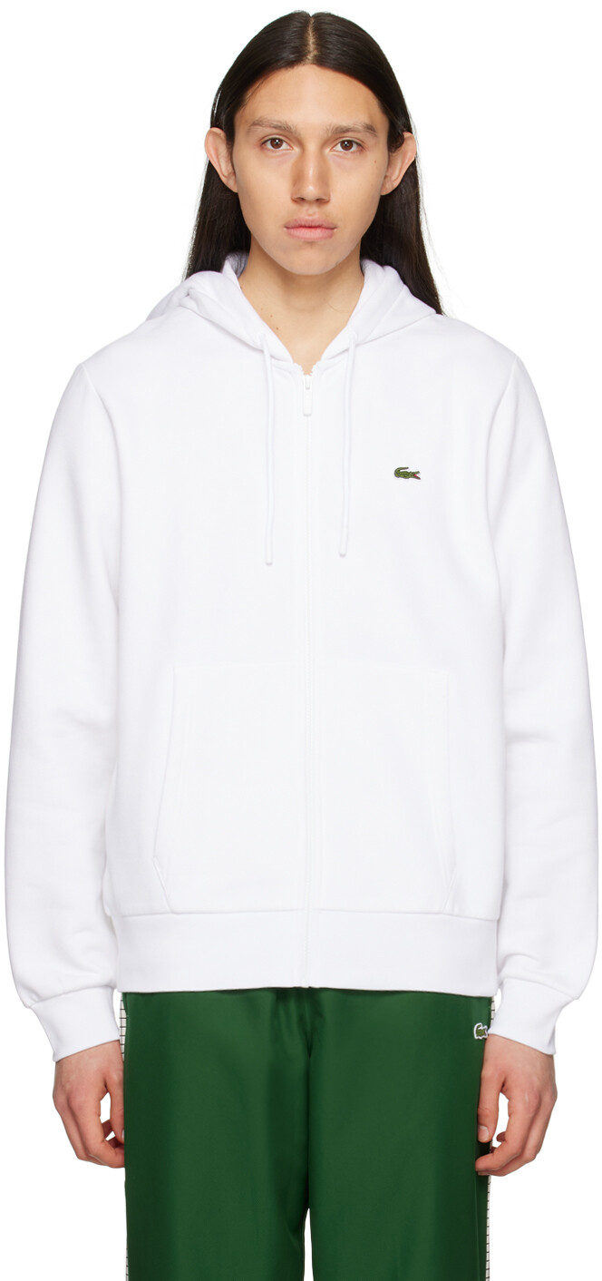 

Белая толстовка с капюшоном на молнии Lacoste
