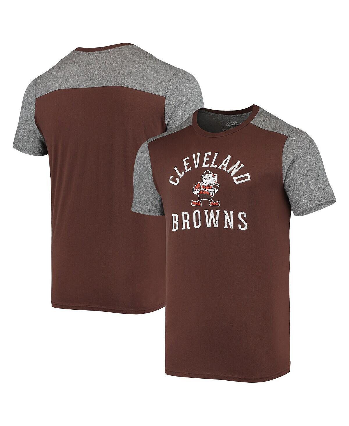 

Мужская футболка threads brown, heathered grey cleveland browns gridiron classics field goal slub Majestic, мульти