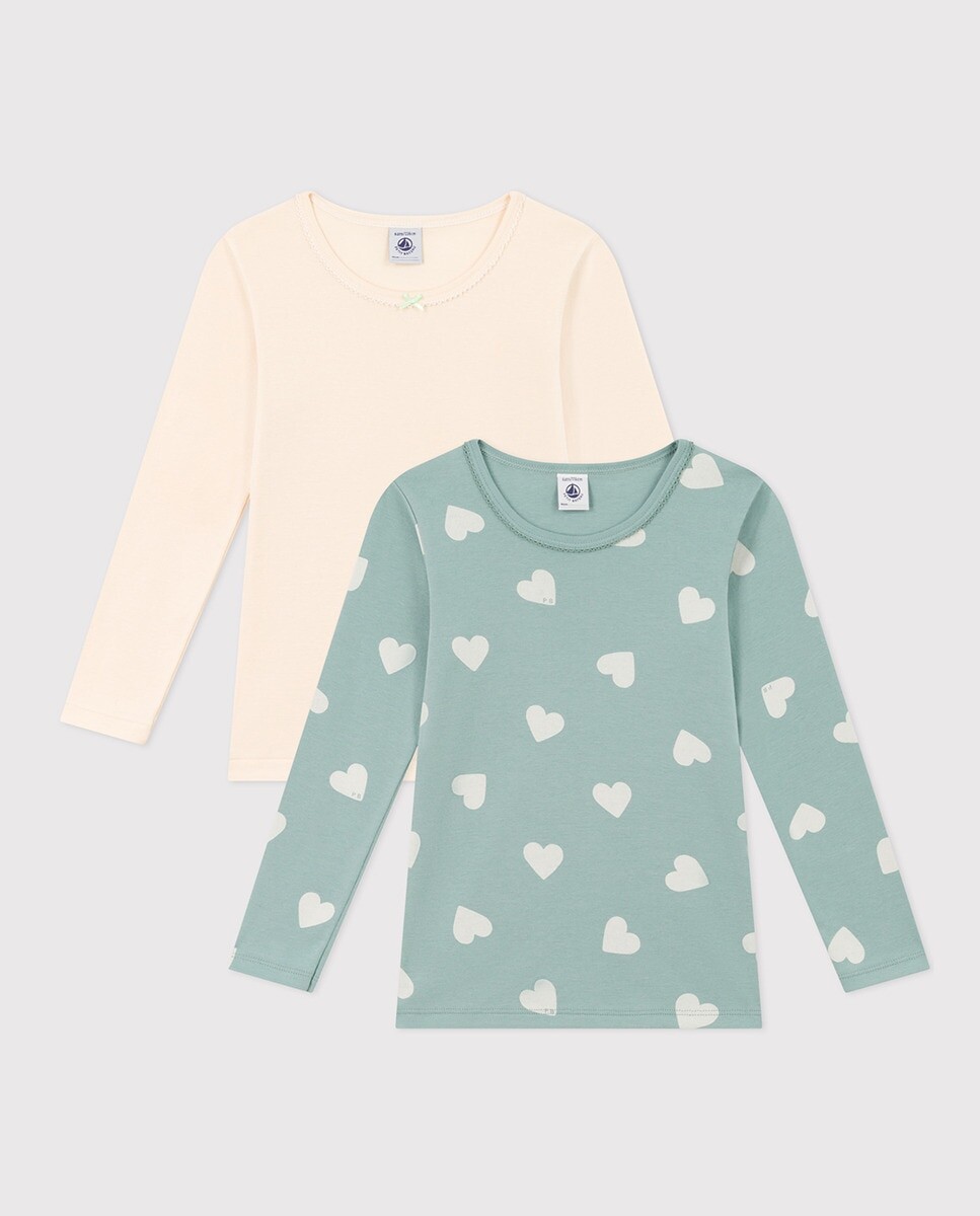

Набор из 2 хлопковых футболок с длинными рукавами Girl's Heart Petit Bateau, мультиколор