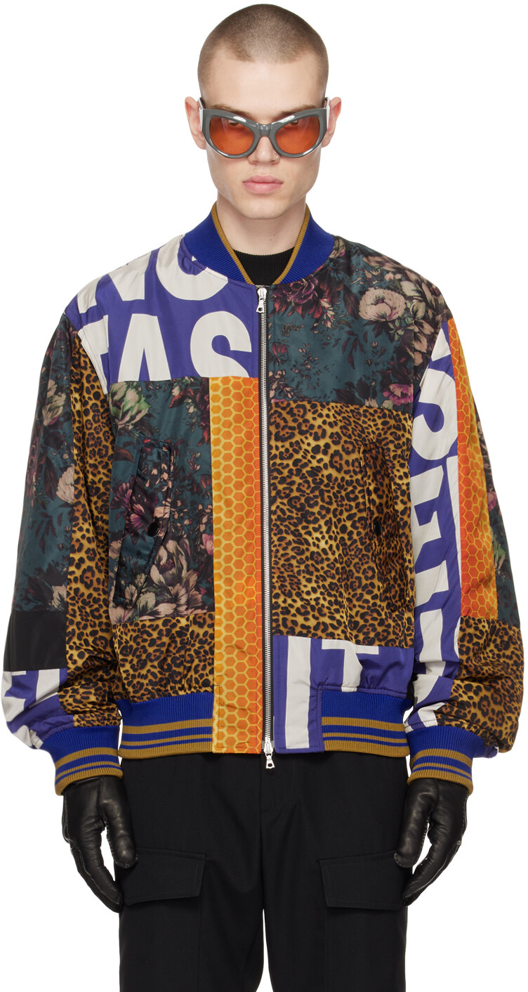 

Многоцветный бомбер с графическим принтом Dries Van Noten, Коричневый