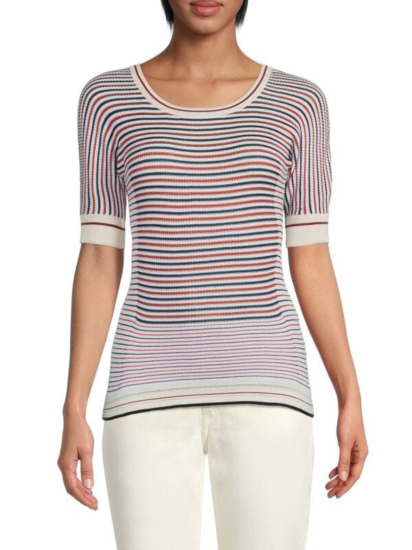 

Полосатый трикотажный топ в рубчик Sonia Rykiel White multi