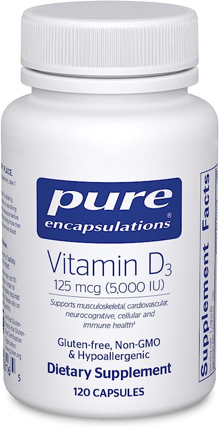 Pure Encapsulations Витамин D3 125 мкг (5000 МЕ) 120 капсул цена и фото