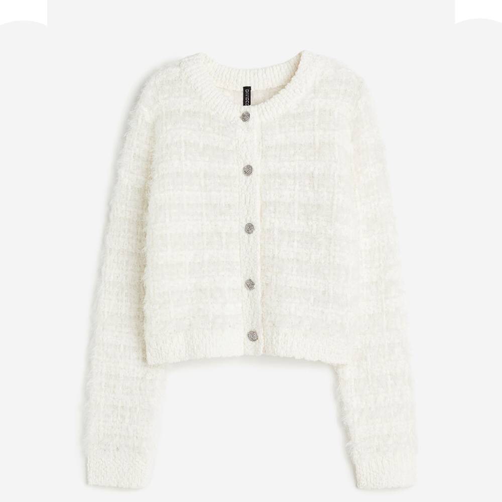 

Кардиган H&M Fluffy Bouclé-knit, светло-бежевый