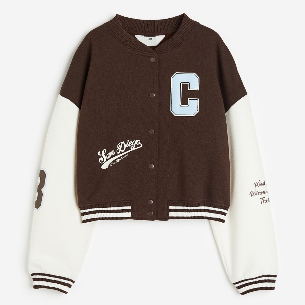 Бейсбольная куртка H&M Kids Oversized San Diego, темно-коричневый