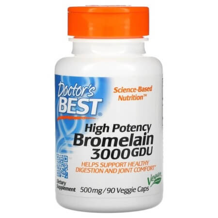 Высокоэффективный бромелаин 3000 GDU, Doctor's Best, 500 мг, 90 растительных капсул
