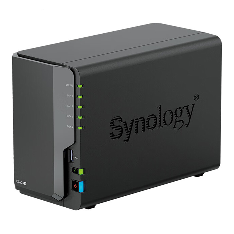 Сетевое хранилище Synology DS224+ NAS с 2 отсеками, черный