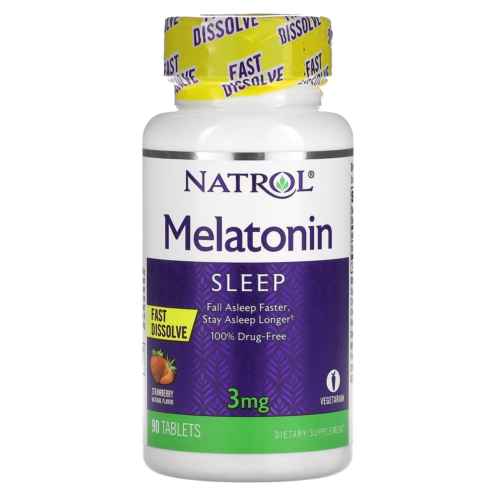 Мелатонин Быстрорастворимые Natrol, клубника, 90 таблеток