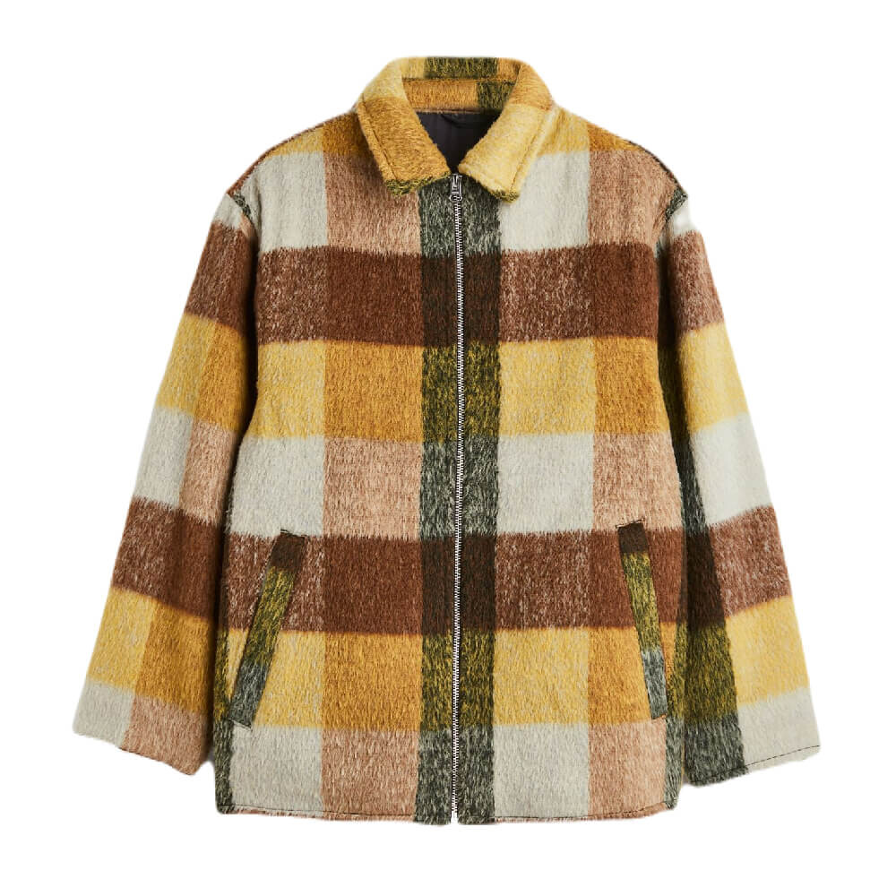 

Куртка-рубашка H&M Felted Wool-blend, желтый/коричневый