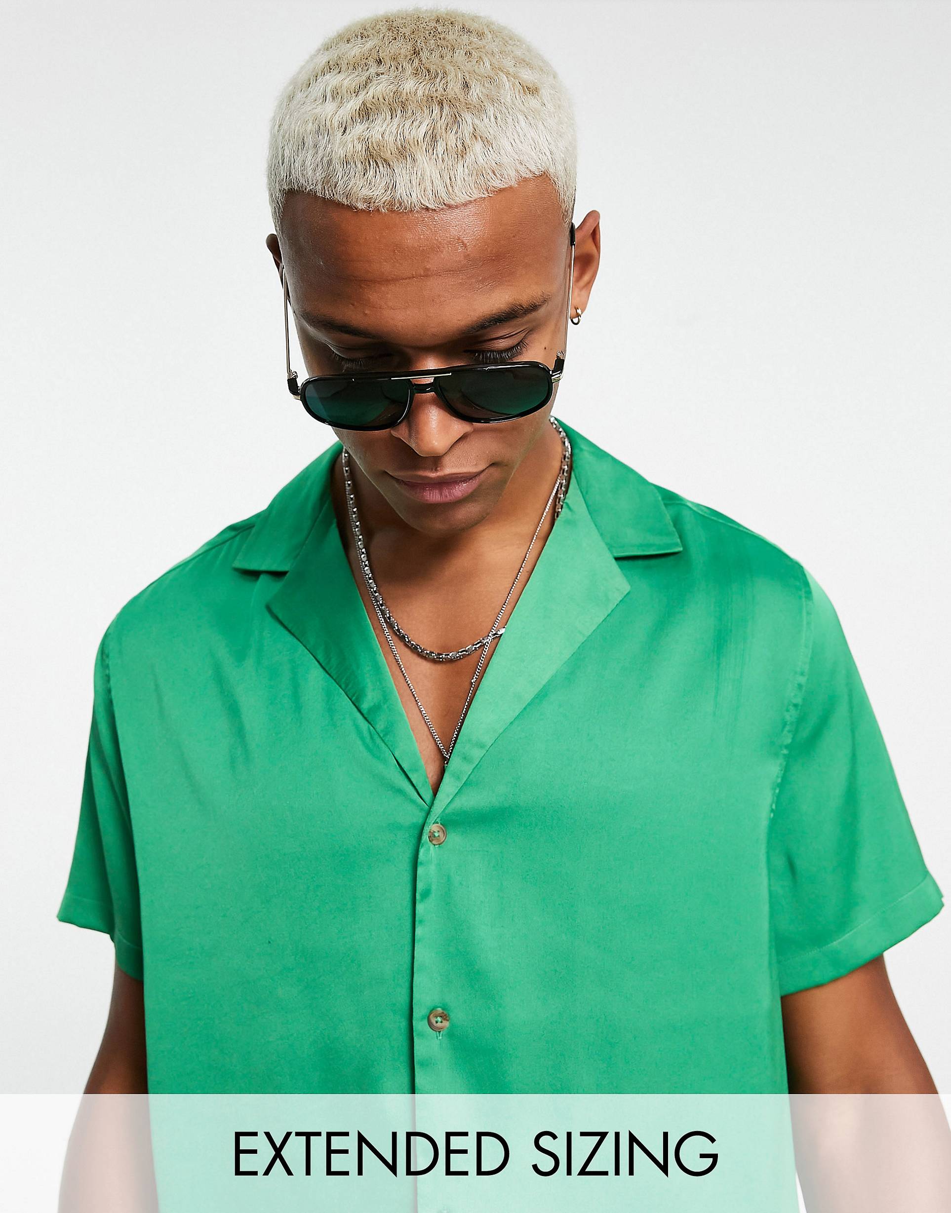 Ярко-зеленая непринужденная атласная рубашка ASOS DESIGN