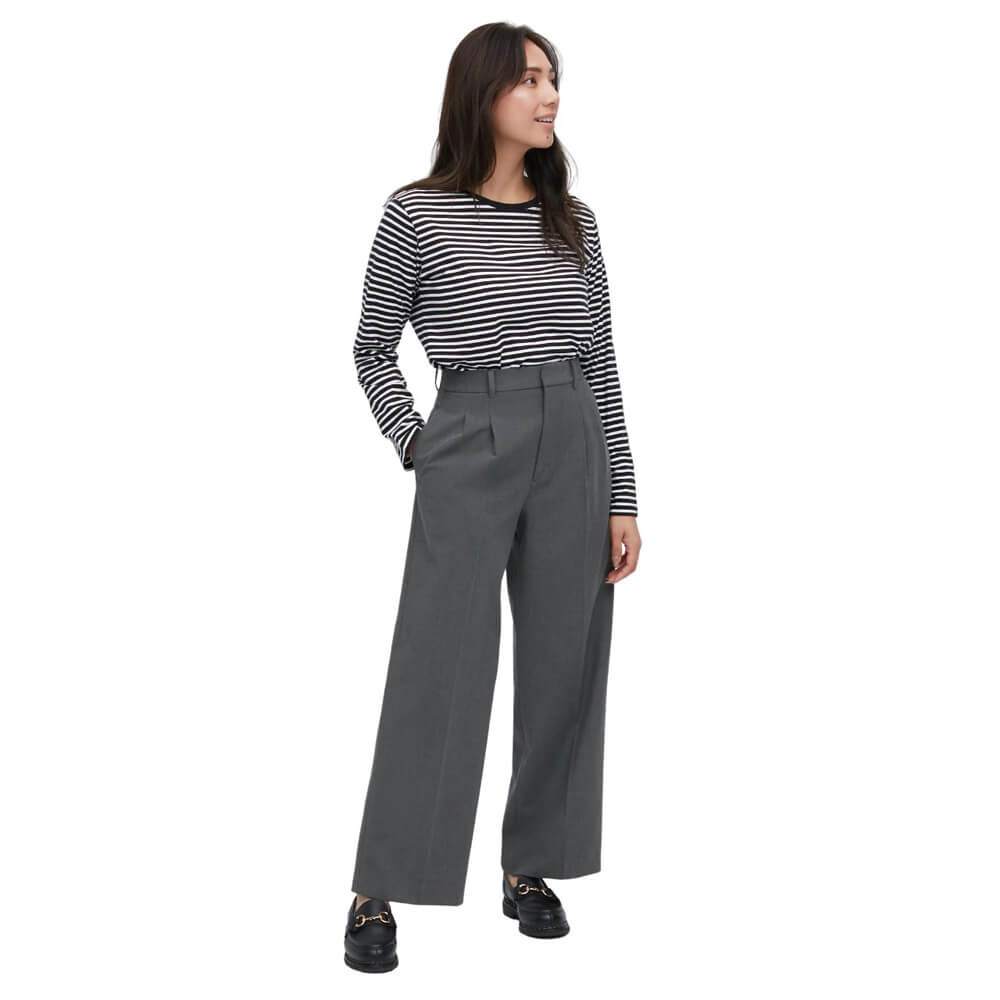 

Брюки Uniqlo Wide-Leg Pleated Trousers, серый