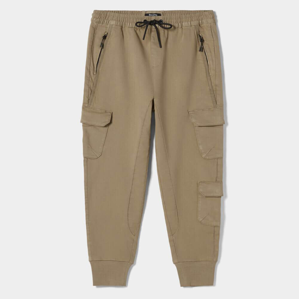 

Джоггеры Bershka Slim Cargo, бежевый