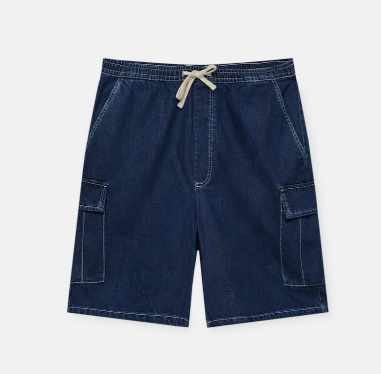 

Шорты Pull&Bear Denim Cargo Bermuda, тёмно-синий