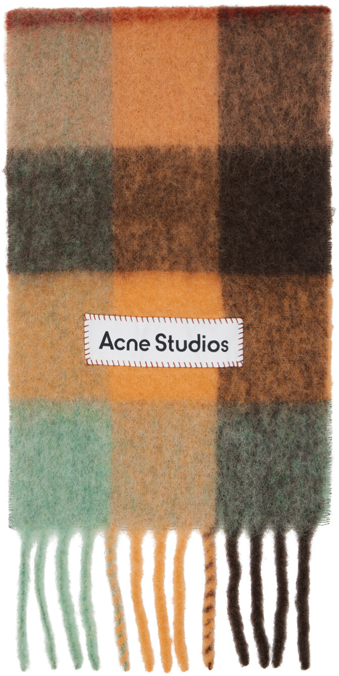

Оранжево-коричневый шарф в клетку Acne Studios