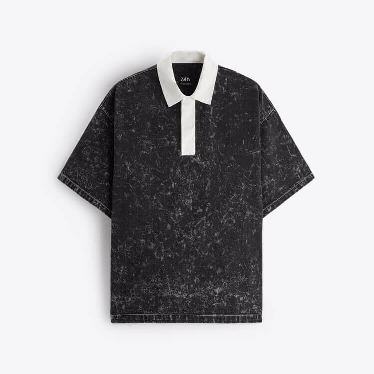 

Поло Zara Acid Wash, черный