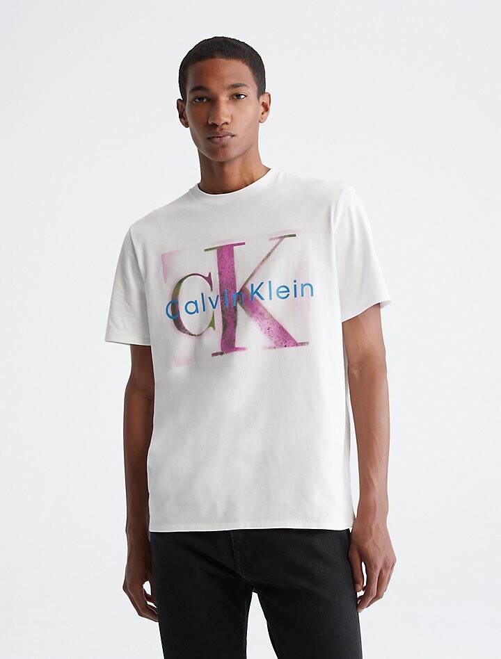 

Рубашка Calvin Klein Spray Archive Monogram Logo Crewneck, белый