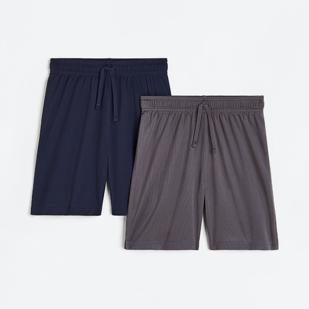 Комплект шорт H&M DryMove Sports, 2 предмета, темно-синий/темно-серый