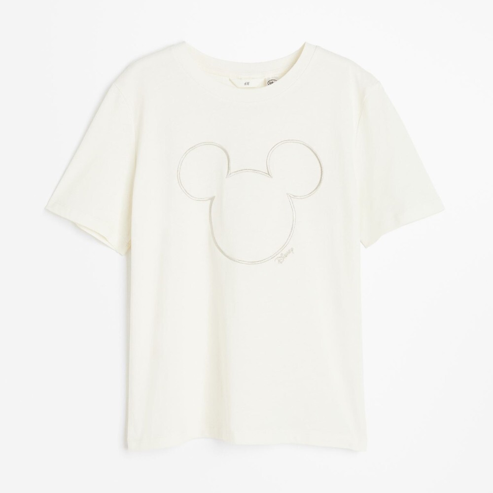 

Футболка H&M Mickey Mouse Motif, кремовый, Бежевый