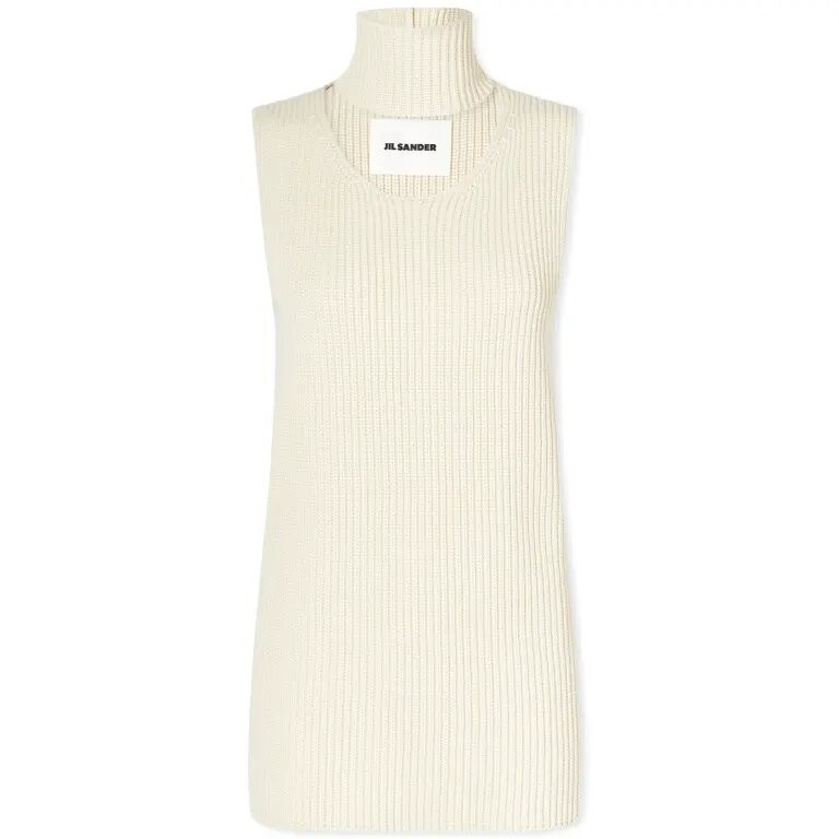 

Майка Jil Sander Knitted With Cut Out Neck, кремовый