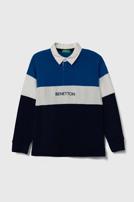 

Хлопковая рубашка с длинными рукавами для мальчиков и девочек United Colors of Benetton, синий