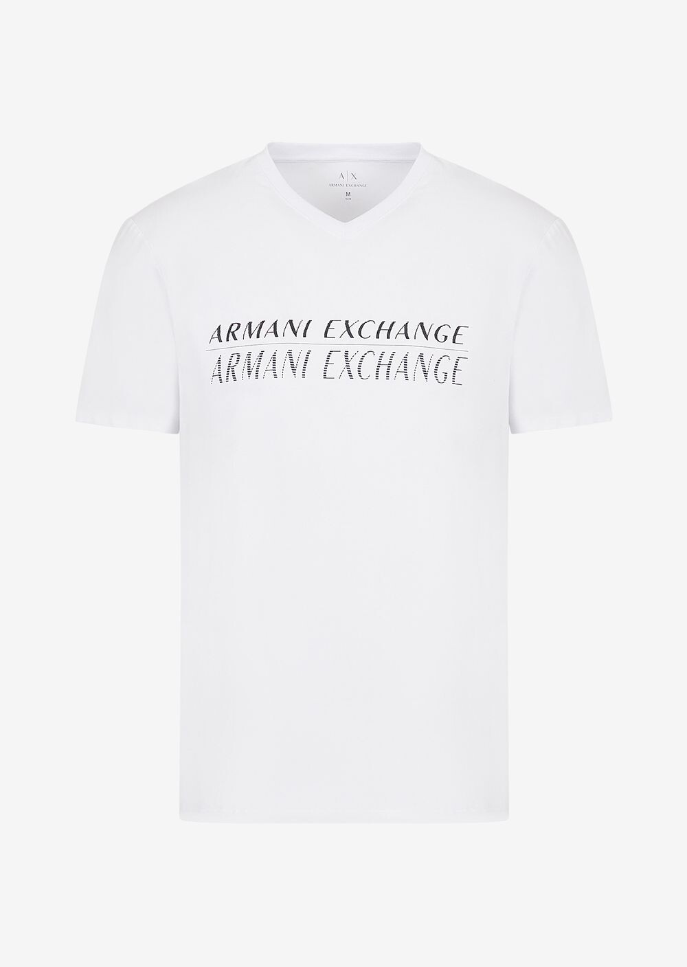 

Приталенная футболка из хлопкового джерси стрейч с логотипом Armani Exchange, белый