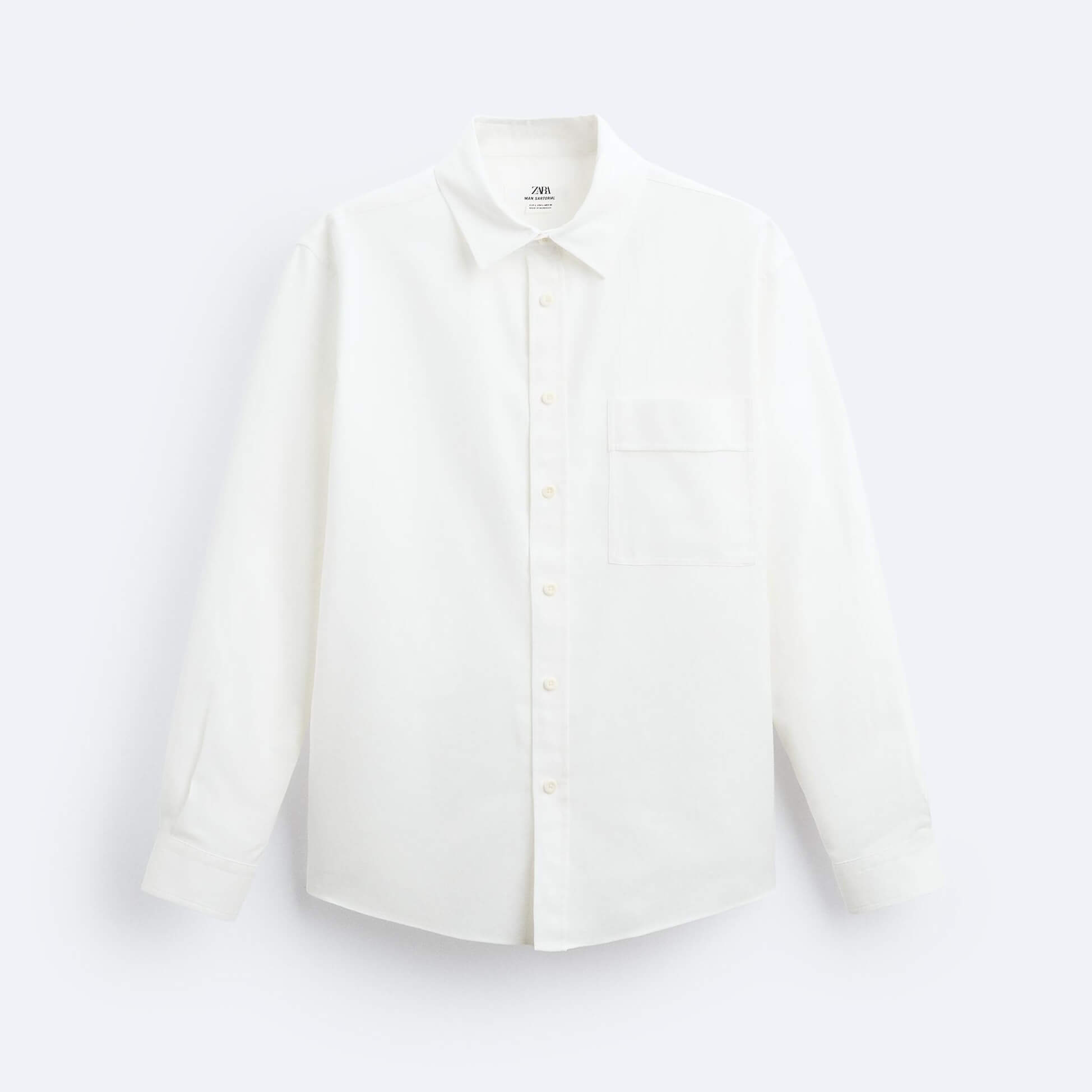 Рубашка верхняя Zara Cotton Linen, белый рубашка zara textured linen cotton зеленый
