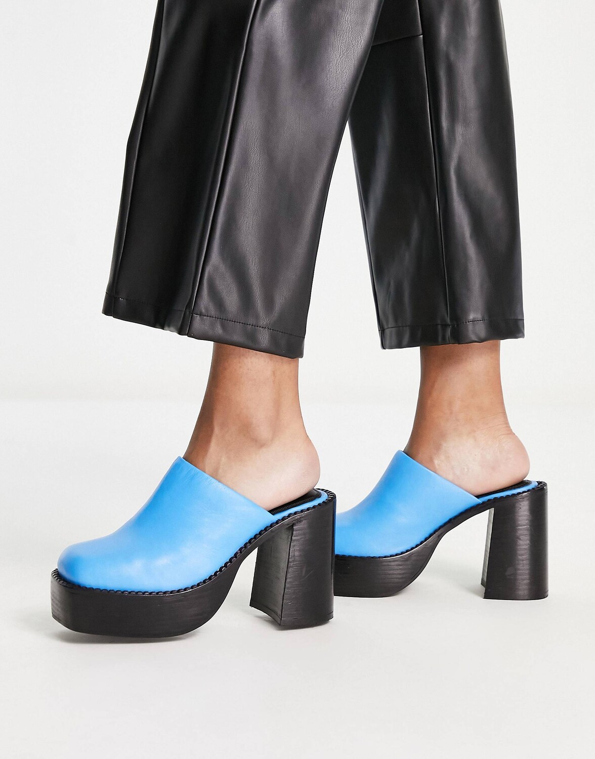 

Синие кожаные мюли премиум-класса на массивном каблуке ASOS DESIGN Pierre