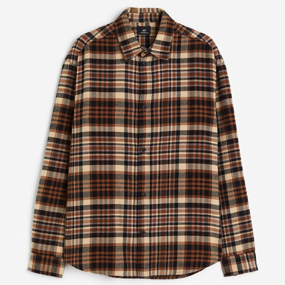 

Рубашка H&M Loose Fit Flannel, коричневый