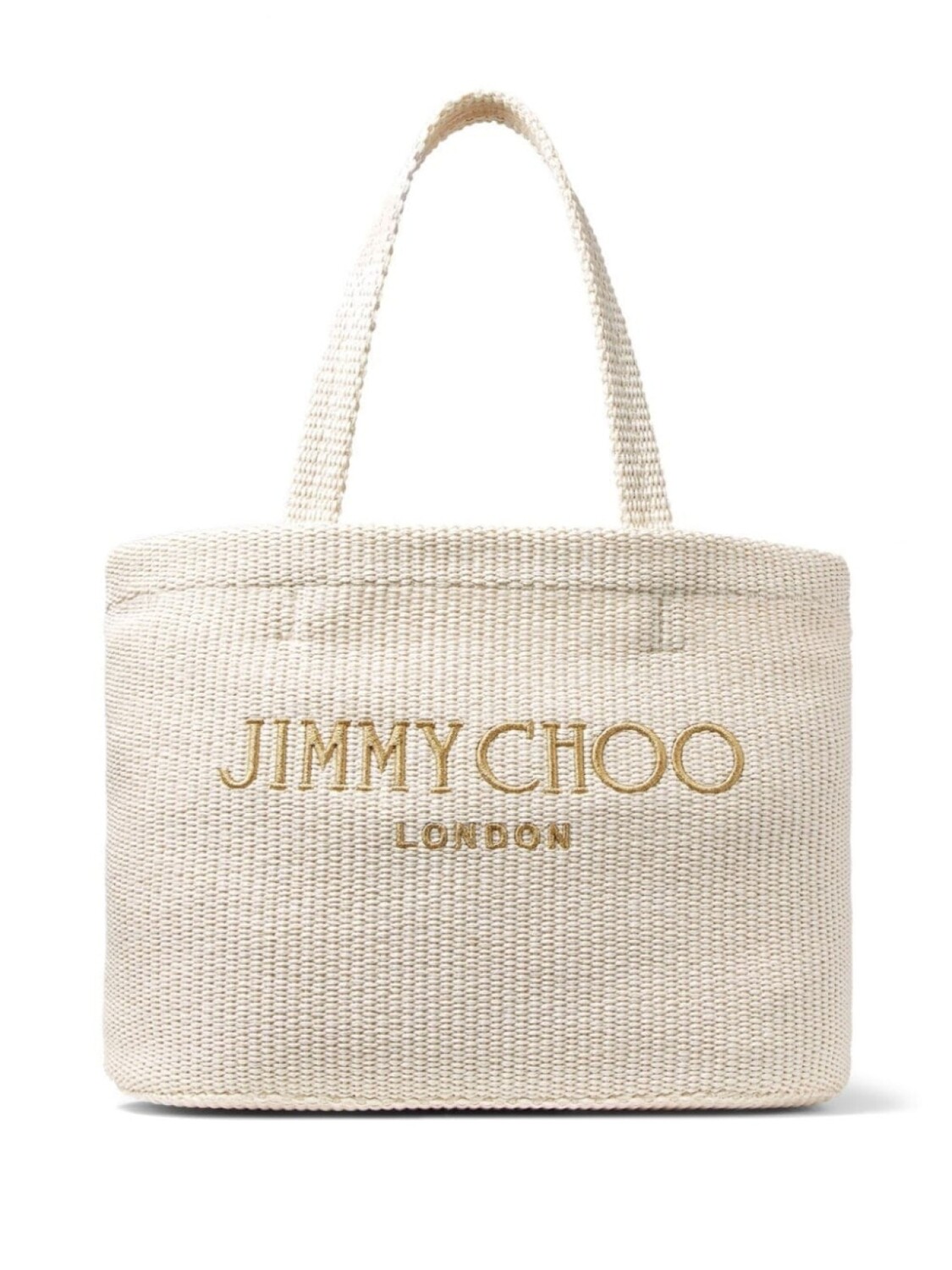 

Jimmy Choo пляжная сумка из рафии с вышитым логотипом, нейтральный цвет