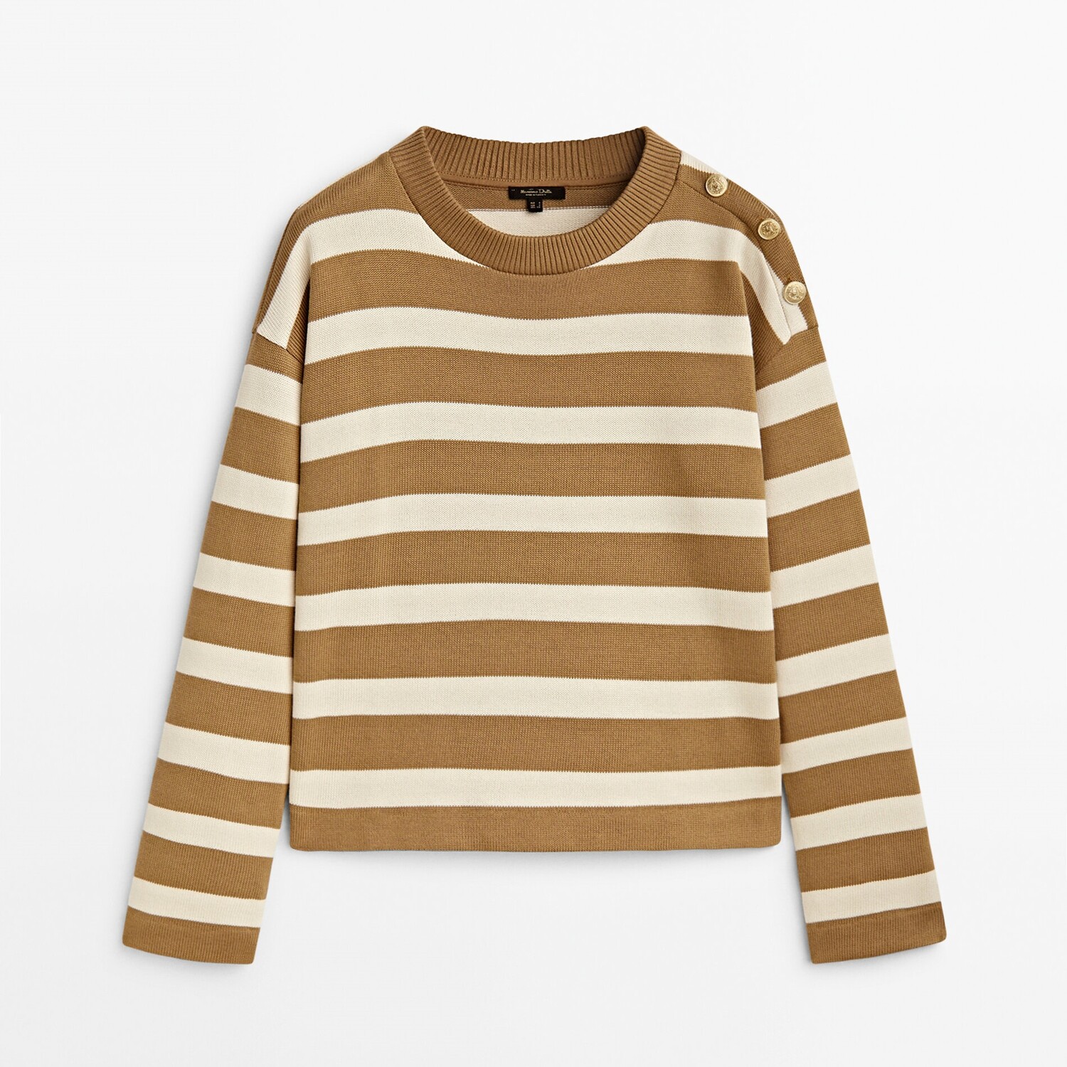 

Джемпер Massimo Dutti Striped With Button Details, темно-бежевый