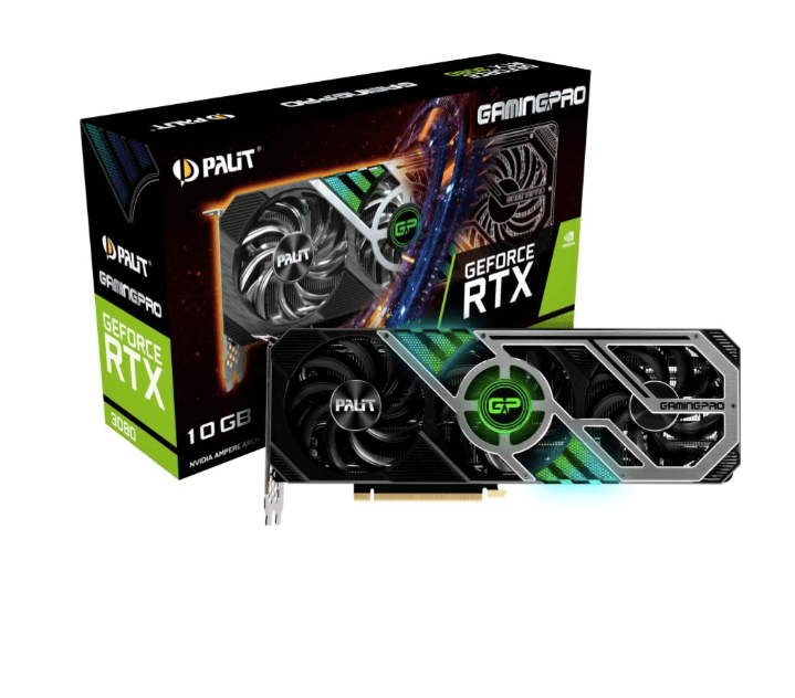 Видеокарта Palit NVIDIA GeForce RTX 3080, PA-RTX3080 GAMINGPRO 10G V1 LHR, 10ГБ, GDDR6X, LHR, Ret NED3080019IA-132AA - фото