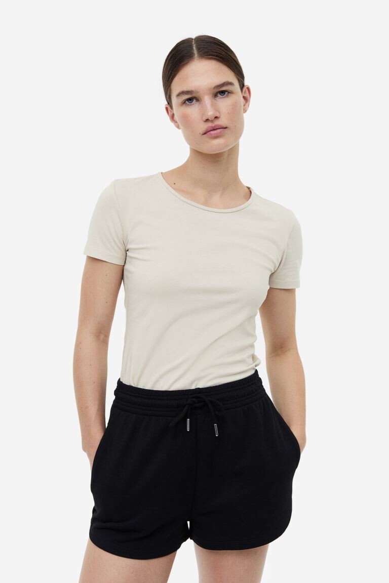 

Хлопковая футболка H&M, светло-бежевый