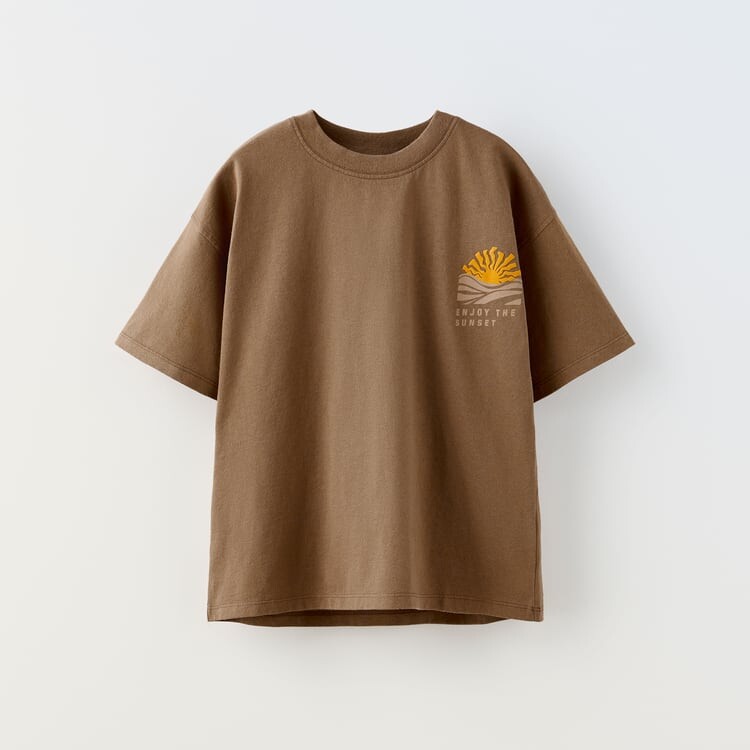 

Футболка Zara Enjoy The Sunset, коричневый