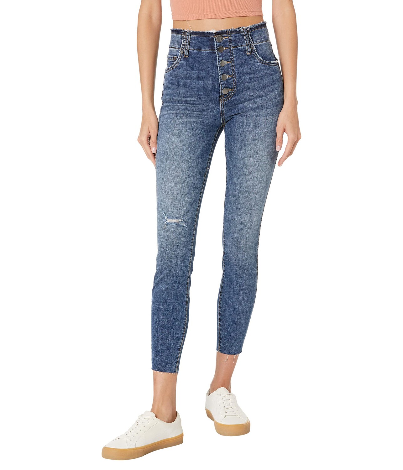 

Джинсы KUT from the Kloth, Connie High-Rise Fab AB Skinny Raw - Button Fly Side in Knightly