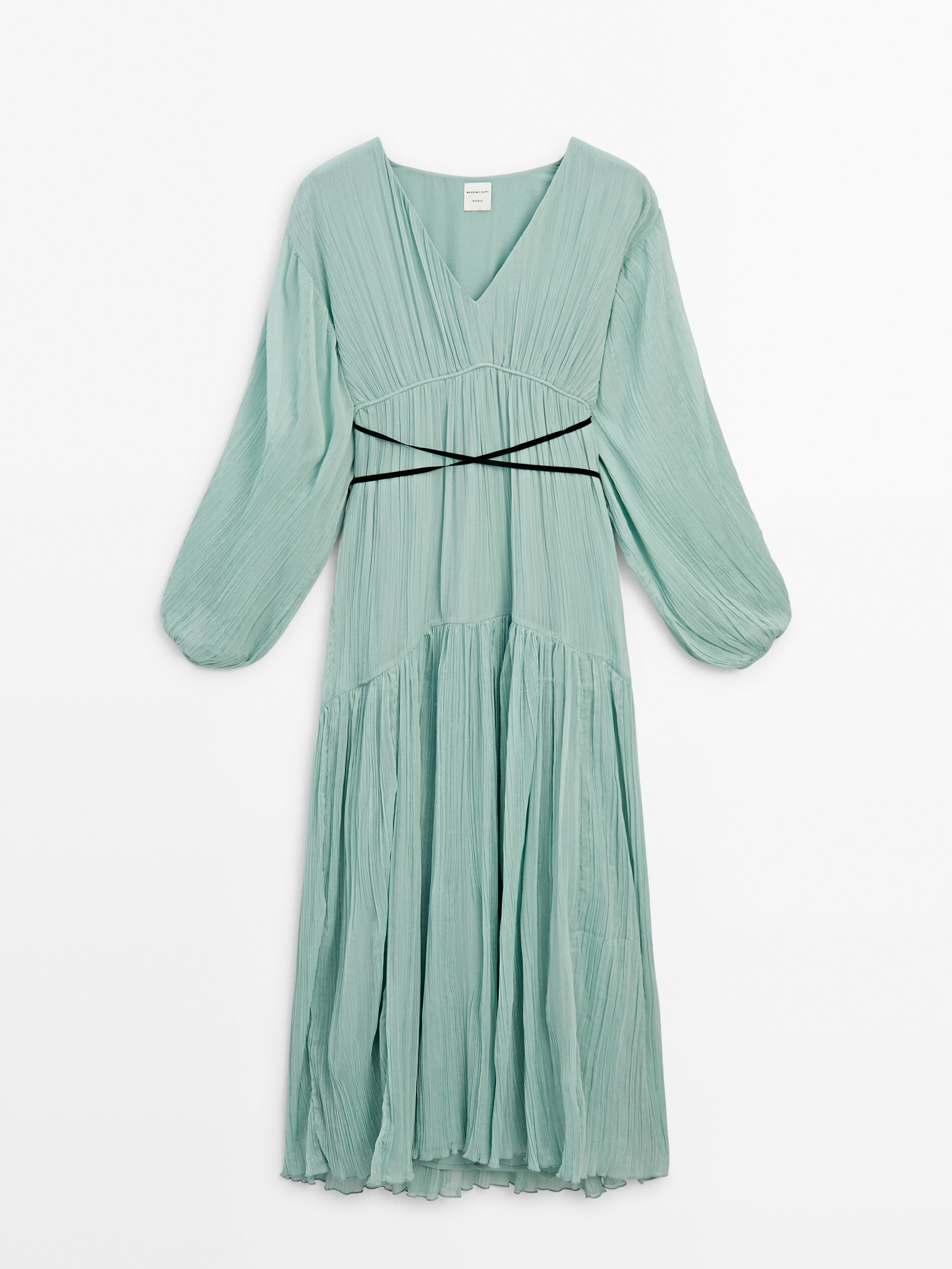 Платье Massimo Dutti Long Pleated, зеленый платье massimo dutti limited edition long оранжевый