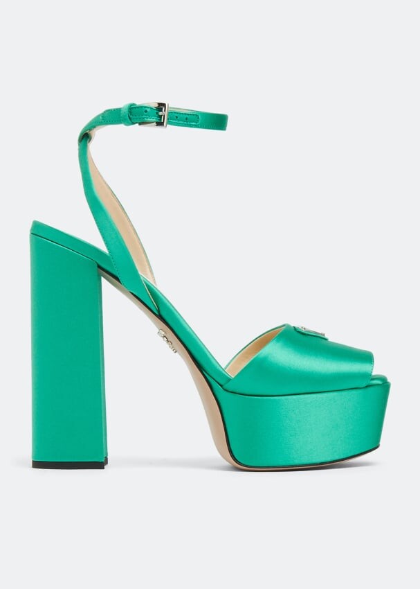 

Сандалии PRADA Satin platform sandals, зеленый